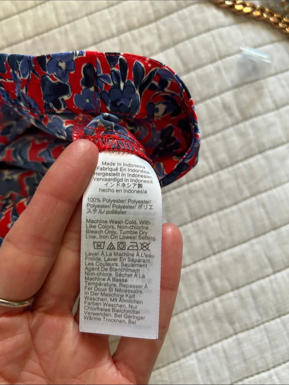 J. Crew Printed bias red blue floral slip satin pull on midi skirt S
